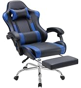 DUMOS Gaming Office Desk Chair with Footrest and Headrest for Adults, PU Leather Ergonomic Video ...