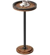 Small Side Table, Round Martini Drink Table for Small Spaces, Modern Accent Stand with Solid Meta...