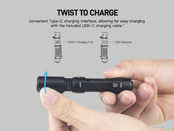 type c charging flashlight