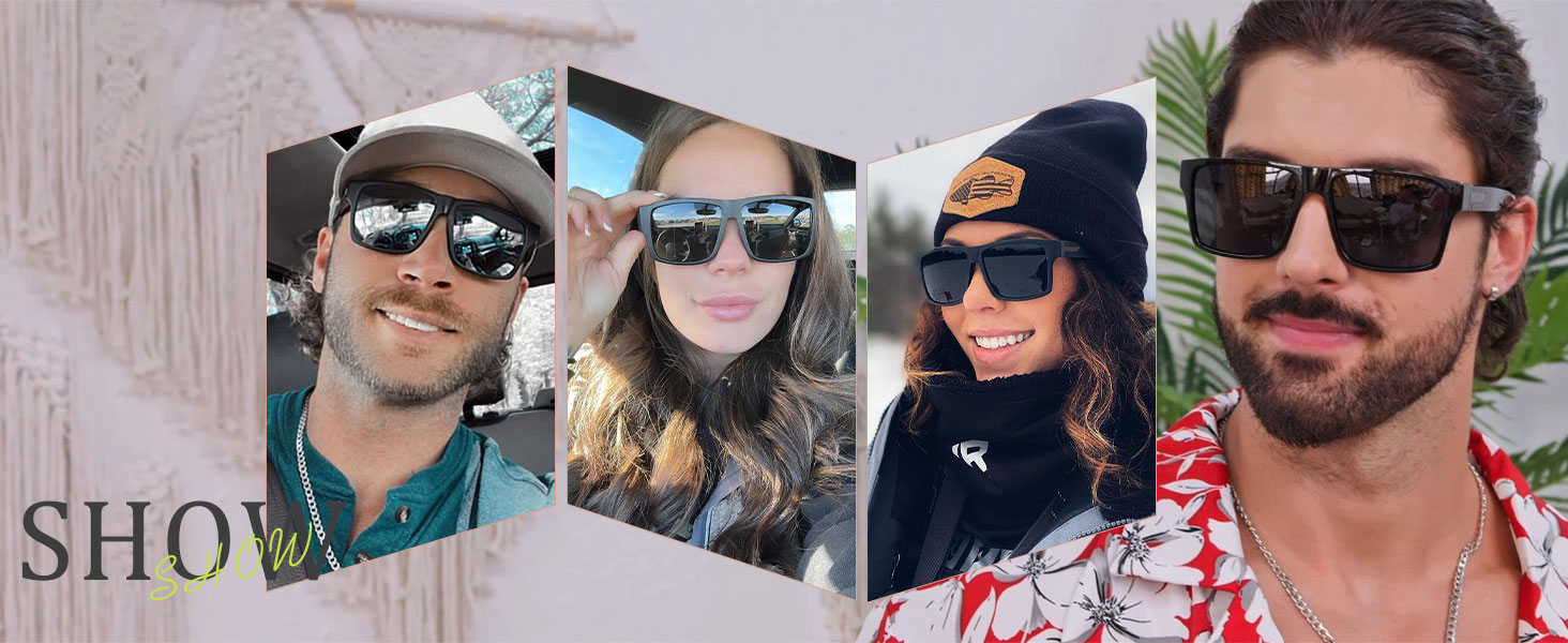 LYZOIT Square Sunglasses for Men Women Polarized Oversized Big UV Protection Rectangle Shades