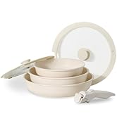 JEETEE Nonstick Frying Pan Set, Non Stick Frying Pans with lid and Detachable Handle, Frying Pan ...