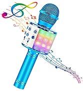 BlueFire 4 in 1 Karaoke Wireless Microphone with LED Lights, Portable Microphone for Kids, Great ...
