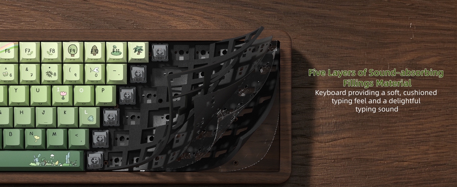 98% Wood Creamy Keyboard with Number Pad, Wireless Frog Keyboard Mechanical Gaming Keyboard