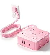 Power Strip, SMALLRT Extension Cord with Multiple Outlets, 10FT Flat Plug Power Strip with USB Po...
