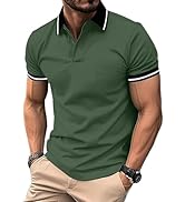 ZITY Mens Polo Shirts Casual Short Sleeve Athletic T-Shirts Classic Contrast Collar Shirt with Po...