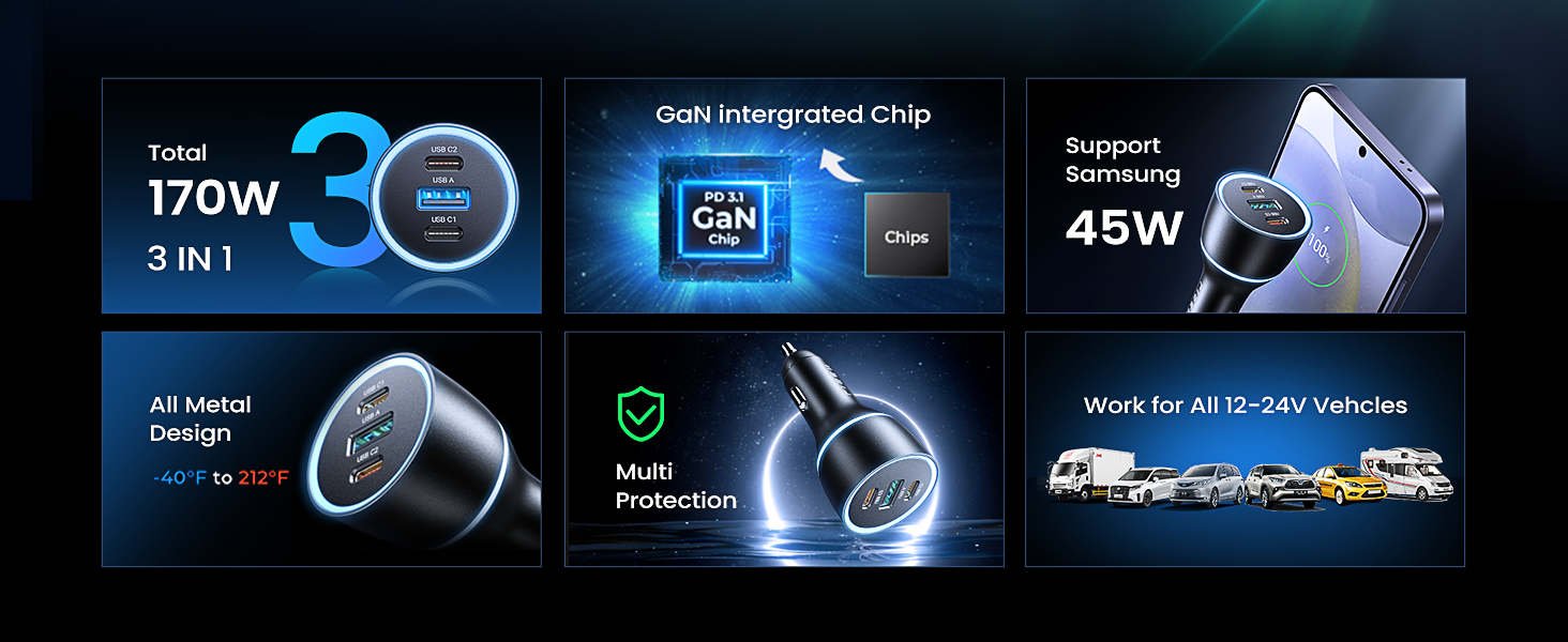 iphone 16 15 pro max plus car charger adapter usb c car charger fast charging laptop macbook anker