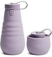Stojo Collapsible Water Bottle – Lilac Purple, 20oz / 592ml - Leak-Proof Reusable Silicone Travel...