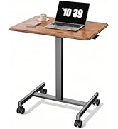 OLIXIS Mobile Rolling Desk with Wheels Small Standing Laptop Desks Portable Pneumatic Adjustable ...