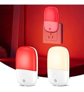 670nm Red Light Night Light for Sleep Therapy, [2 Pack] - 2 Color Modes, Zero Blue Light, Auto Du...
