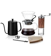 Unbreakable Pour Over Coffee Maker Set – 6-Piece Set with Coffee Maker, Hand Coffee Grinder, Hand...
