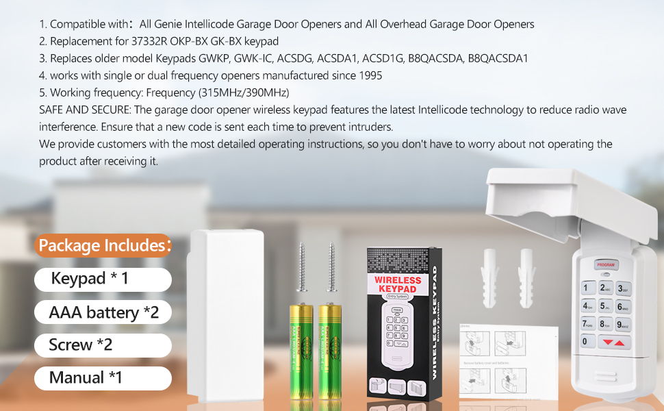 okp-bx garage door keypad