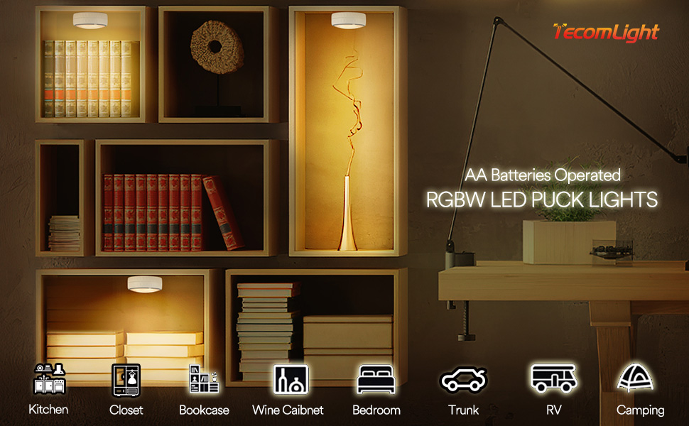 LED Puck Lights Battery Operated Closet Lights, Wireless Under Cabinet Lighting