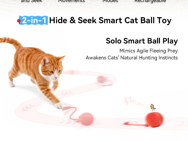 2-in-1 hide and seek smart cat ball toy