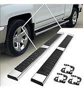 [Pair] 6.7" Stainless Steel Running Boards Side Step Bars Compatible with 07-19 Chevy Silverado/G...
