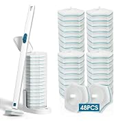 BALORIZ Disposable Toilet Brush with 48 Refills, Toilet Bowl Brush Disposable Toilet Cleaning Sys...