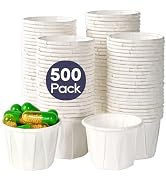 LITOPAK 500 Pack 0.75 oz Disposable Paper Souffle Medicine Cups, 3/4 oz Sample Cups for Tasting P...