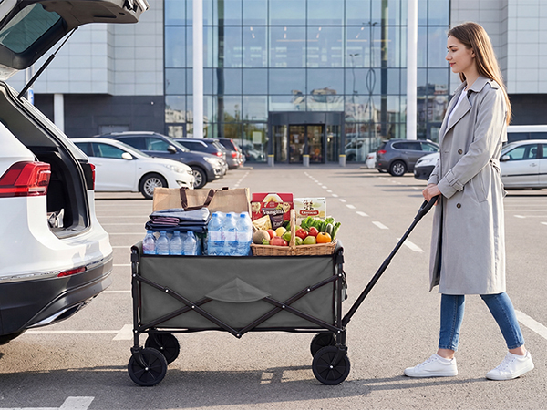 Foldable Utility Wagon for Grocery Shopping