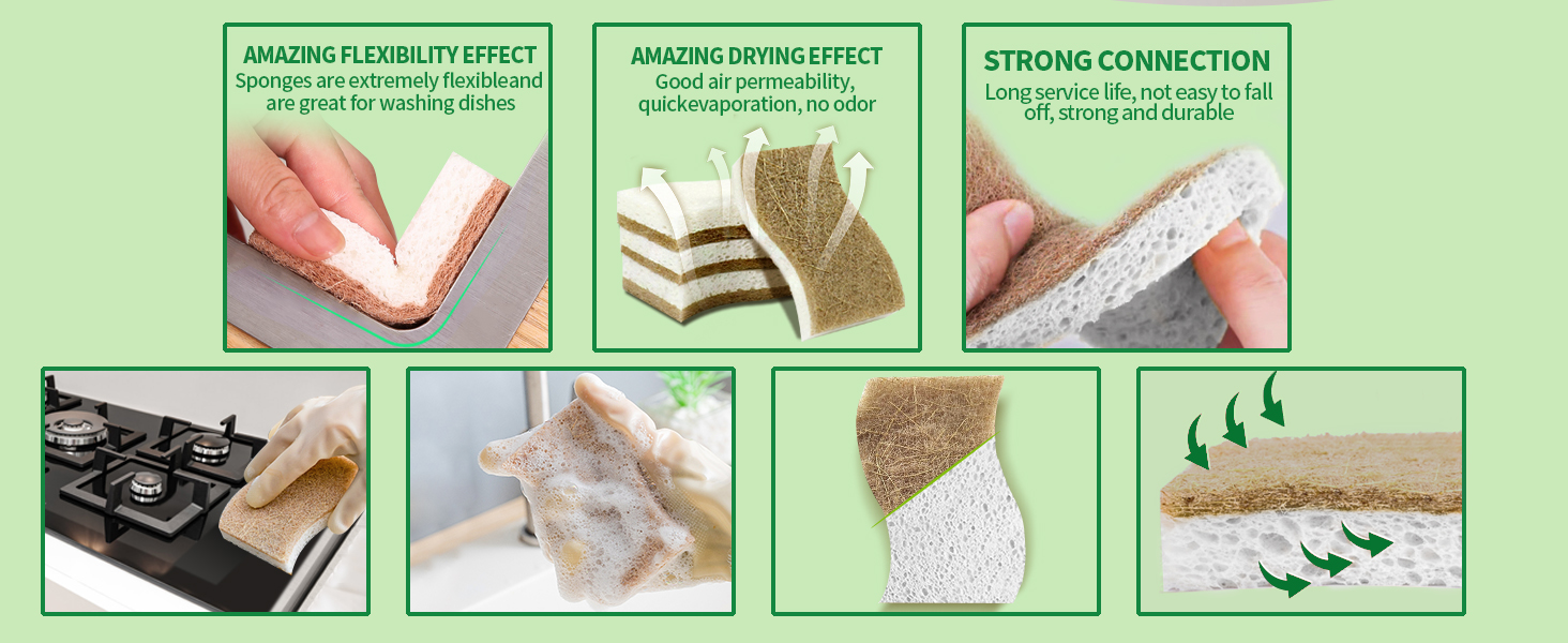 Sponges Kitchen Natural Dish Sponge Plant-Based