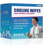 50 Count Disposable Cooling Wipes, Individually Wrapped No-Rinse Cooling Body Cold Wipes, (25.59'...