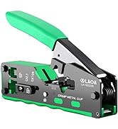 LAOA RJ45 Crimp Tool Pass Through Ethernet Crimper Cat7 Cat6 Cat5 8P Modular Connector for for RJ...