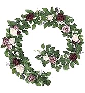 JPSOR 6ft Artificial Rose Flower Fake Rose Floral Garland Floral Arrangements Wedding Ceremony Ba...