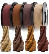 Wood PLA Filament Bundle, 3D Printer Filament Wood Filament 1.75mm PLA Filament,Individually Vacu...