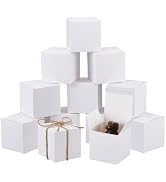 PH PandaHall 100PCS White Gift Boxes 2.4x2.4x2.4inch Foldable Kraft Paper Box with Lid Packing Ca...