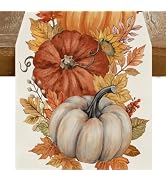 RABUSOFA Fall Table Runner 13x72 Inch Fall Decorations for Home | Seasonal Rust Pumpkins Maple Le...