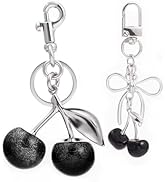 2PC Cherry Keychain Bag Purse Handbag Charms Initial Letter Keychain for Women Girl Cute Key Chai...