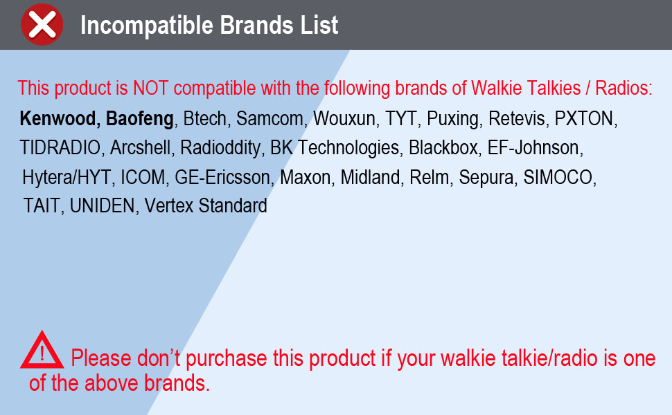 incompatible brands list