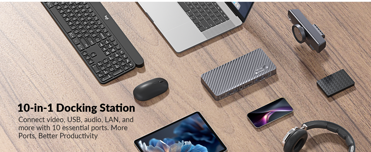 KVM switch docking station for macbook and PC 2 monitors, plug and play