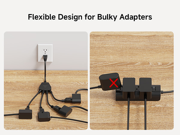 [ETL Listed] Cable Matters 2-Pack 3 Outlet Power Splitter Cord - 1.5ft, NEMA 5-15P to 3X NEMA 5-15R