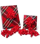 LaRibbons Red Curly Bows for Gift Wrapping Self Adhesive Gift Bows for Presents, Greeting Cards, ...