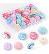 GOOLADA 30 Decorative Push Pins,6 Colors Smiley Face Push Pins, Cute Smiley Face Pins, Thumb Tack...