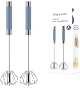 Avykalox 2 Pack Semi Automatic Whisk, Stainless Steel Mini Hand Push Whisks for Cooking, Easy to ...