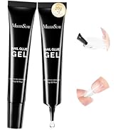 MelodySusie 2Pcs*20g Solid Nail Glue Gel, Super Strong &amp; Long Last Soft Gel Nail Tips Glue for Ac...