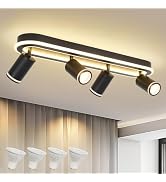 Black 4-Light LED Track Lighting Spotlight Kit – Modern Adjustable Ceiling Light Fixture with 36W...