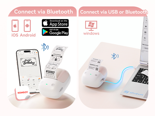 NIIMBOT B2 Label Maker Machine with Tape, Portable Bluetooth Label Printer with Multiple Templates