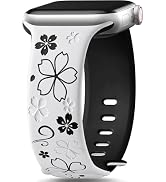 SNBLK Floral Engraved Band Compatible with Apple Watch Bands for Women 40mm 41mm 42mm 38mm 44mm 4...