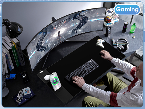 Gaming Mousepad with Magnetic Wireless Charging