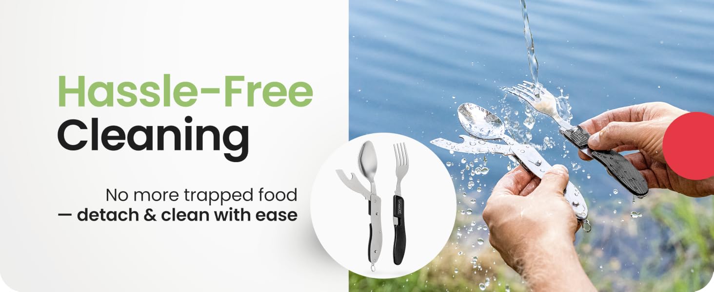 4-in-1 Camping Utensils 2-Pack Portable Travel Backpacking Cutlery