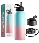 Brewberry Stainless Steel Sports Bottle and Travel Mug for Hot and Cold Beverages, Wide Mouth, Do...