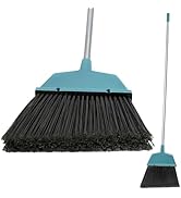 58 Inch Heavy Duty Commercial Soft Bristle Broom, Indoor Angle Broom with Long Handle Stiff Brist...