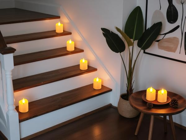 battery powered tealights for staircase