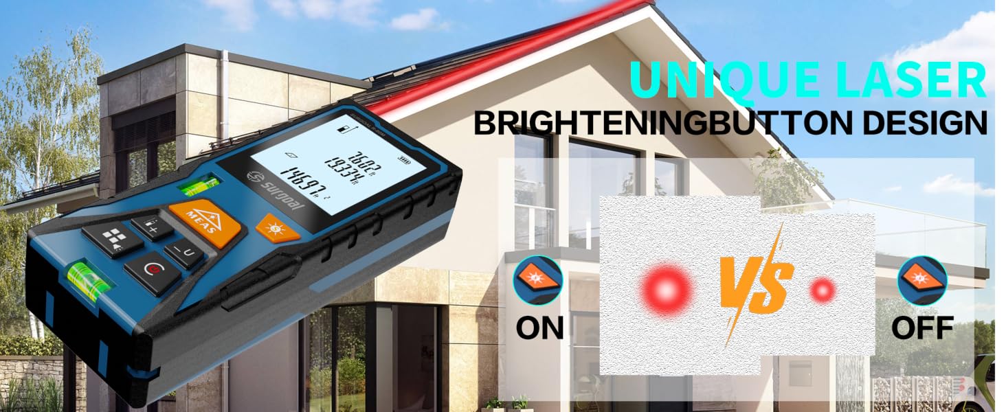 Laser distance measurer with brightening button