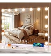 Vanity Makeup Mirror with Lights, Large Lighted Vanity Mirror, Smart Touch 3 Colors Dimmable, Tab...