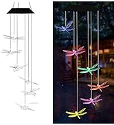 AVEKI Solar Wind Chimes Outdoor, Color-Changing Solar Mobile Wind Chime Waterproof Solar Powered ...