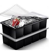 Azosowo 2-Pack Large Ice Cube Trays for Whiskey, Stackable &amp; Easy-Release Silicone Square 2-inch ...