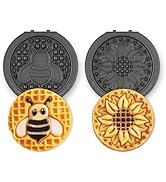 DASH Multimaker Mini System Two 4” Nonstick Removable Waffle Plates Set (Sunflower &amp; Bee) - 2Pc P...