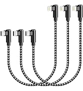 Osecet USB C to Lightning Cable 1ft MFi Certified 3 Pack Right Angle iPhone Charger 90 Degree Nyl...